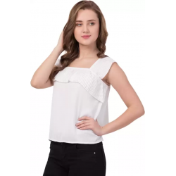 Casual No Sleeve Solid Women White Top Casual No Sleeve Solid Women White Top