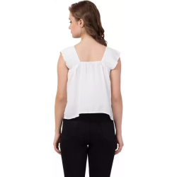 Casual No Sleeve Solid Women White Top Casual No Sleeve Solid Women White Top