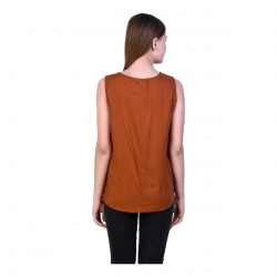 Casual Sleeveless Solid Women Brown Top Casual Sleeveless Solid Women Brown Top