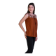 Casual Sleeveless Solid Women Brown Top