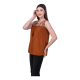 Casual Sleeveless Solid Women Brown Top