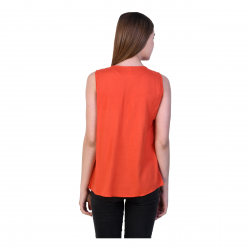 Casual Sleeveless Solid Women Orange Top Casual Sleeveless Solid Women Orange Top