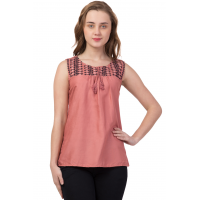 Casual Sleeveless Solid Women Pink Top Casual Sleeveless Solid Women Pink Top