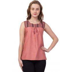 Casual Sleeveless Solid Women Pink Top Casual Sleeveless Solid Women Pink Top