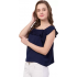 Casual No Sleeve Solid Women Navy Blue Top