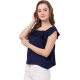 Casual No Sleeve Solid Women Navy Blue Top