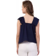 Casual No Sleeve Solid Women Navy Blue Top