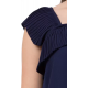 Casual No Sleeve Solid Women Navy Blue Top