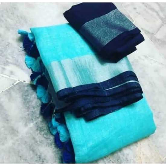 100% Pure Linen by Linen Saree with Running Blouse Piece 100% Pure Linen by Linen Saree with Running Blouse Piece