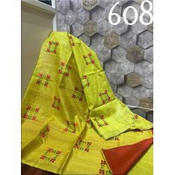 Tussar Ghicha Silk Saree with Beautiful Embroidered Design and Running Blouse Piece Tussar Ghicha Silk Saree with Beautiful Embroidered Design and Running Blouse Piece