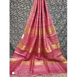 Handloom Mark Tussar Ghicha Silk Saree with Running Blouse Piece