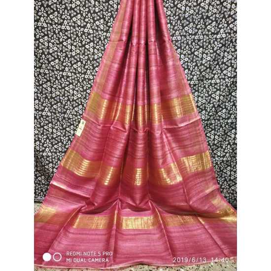 Handloom Mark Tussar Ghicha Silk Saree with Running Blouse Piece Handloom Mark Tussar Ghicha Silk Saree with Running Blouse Piece