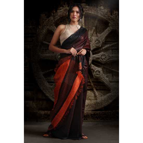 Weaving Work Tussar Ghicha Silk Saree Weaving Work Tussar Ghicha Silk Saree