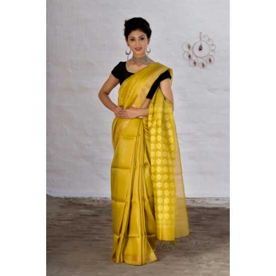 Beautiful Designer Weaving Work Silk Linen Saree
