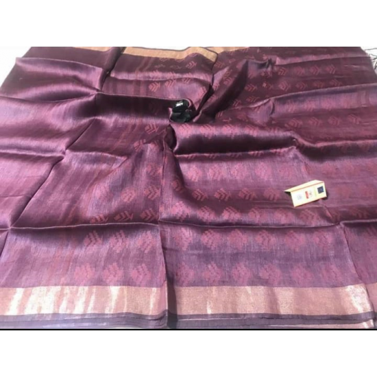 Beautiful Designer Weaving Work Silk Linen Saree Beautiful Designer Weaving Work Silk Linen Saree