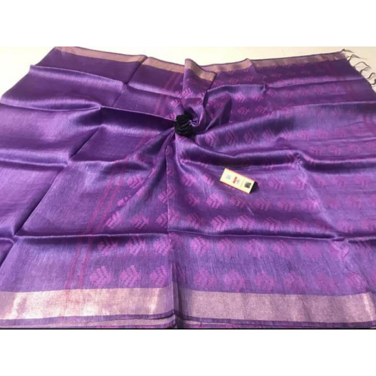 Beautiful Designer Weaving Work Silk Linen Saree Beautiful Designer Weaving Work Silk Linen Saree