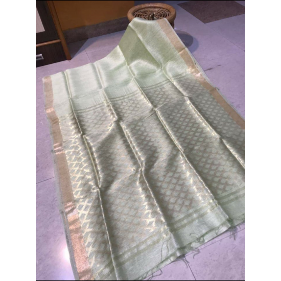 Beautiful Designer Weaving Work Silk Linen Saree Beautiful Designer Weaving Work Silk Linen Saree