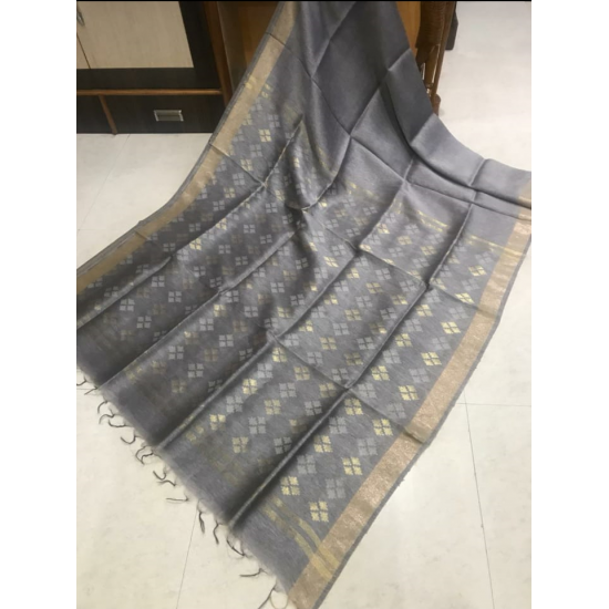 Beautiful Designer Weaving Work Silk Linen Saree Beautiful Designer Weaving Work Silk Linen Saree