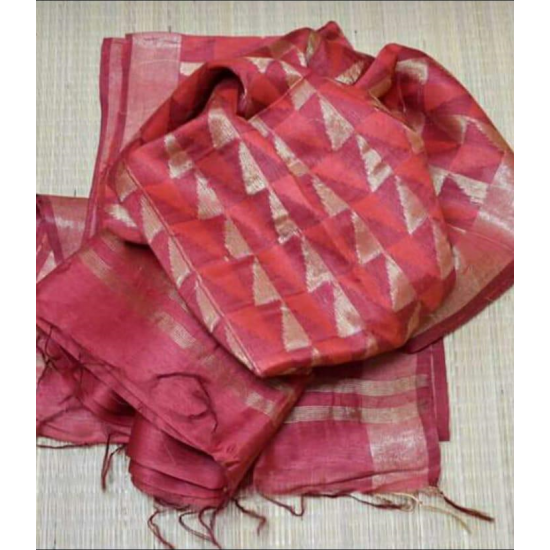Beautiful Designer Weaving Work Silk Linen Saree Beautiful Designer Weaving Work Silk Linen Saree