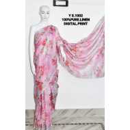 Pure Linen by Linen Digital Print Saree with Running Blouse Piece Pure Linen by Linen Digital Print Saree with Running Blouse Piece