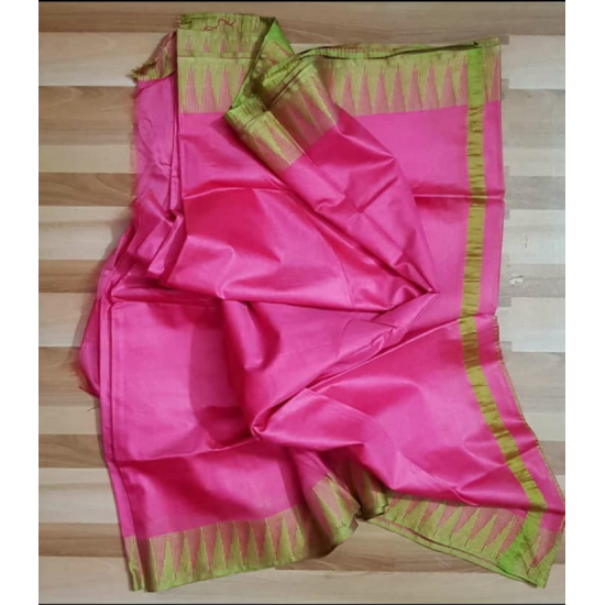Kota Viscose Saree with Temple Border Weaving Work Kota Viscose Saree with Temple Border Weaving Work