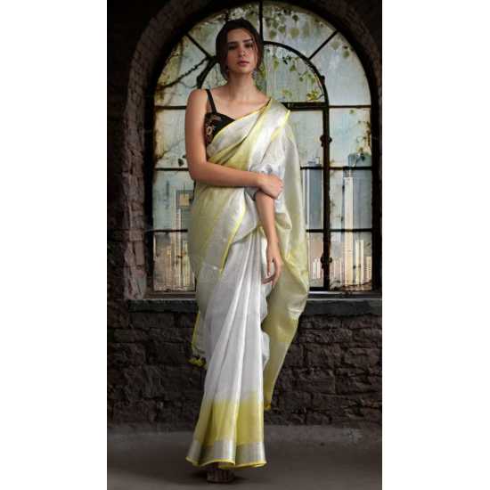 Beautiful Weaving Work Tissue by Linen Saree Beautiful Weaving Work Tissue by Linen Saree