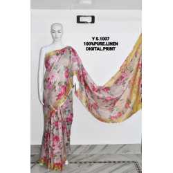 Pure Linen by Linen Digital Print Saree with Running Blouse Piece