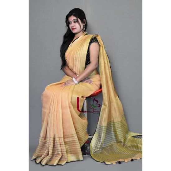 Beautiful Weaving Work Tissue by Linen Saree