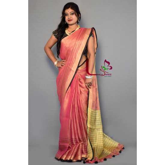 Beautiful Weaving Work Tissue by Linen Saree Beautiful Weaving Work Tissue by Linen Saree