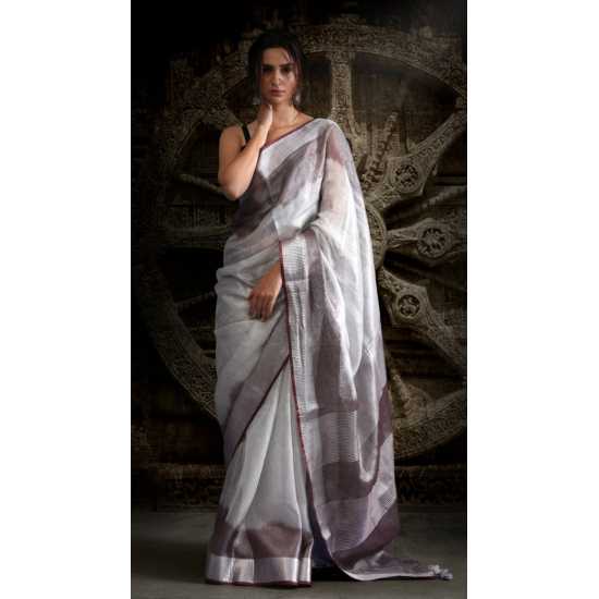 Beautiful Weaving Work Tissue by Linen Saree