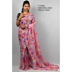 Pure Linen by Linen Digital Print Saree with Running Blouse Piece