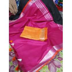 Cotton Slub Saree with Contrast Blouse Piece