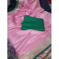 Cotton Slub Saree with Contrast Blouse Piece