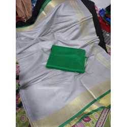 Cotton Slub Saree with Contrast Blouse Piece