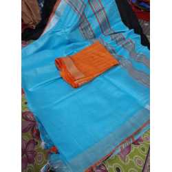 Cotton Slub Saree with Contrast Blouse Piece