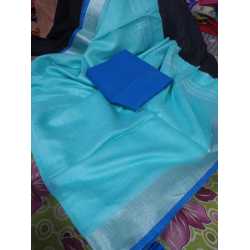 Cotton Slub Saree with Contrast Blouse Piece