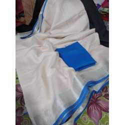 Cotton Slub Saree with Contrast Blouse Piece