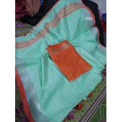 Cotton Slub Saree with Contrast Blouse Piece
