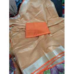 Cotton Slub Saree with Contrast Blouse Piece