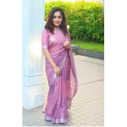 Cotton Slub Saree with Contrast Blouse Piece