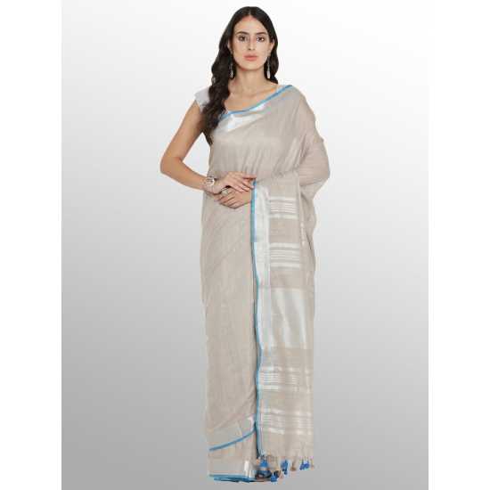 Cotton Slub Saree with Contrast Blouse Piece Cotton Slub Saree with Contrast Blouse Piece