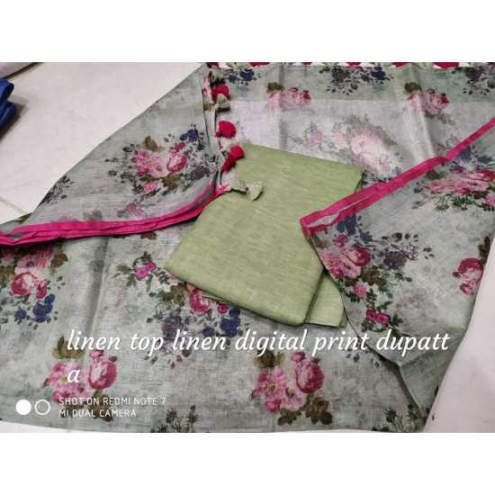 Linen Digital Print Dupatta with Linen Top Fabrics and No Bottom Linen Digital Print Dupatta with Linen Top Fabrics and No Bottom