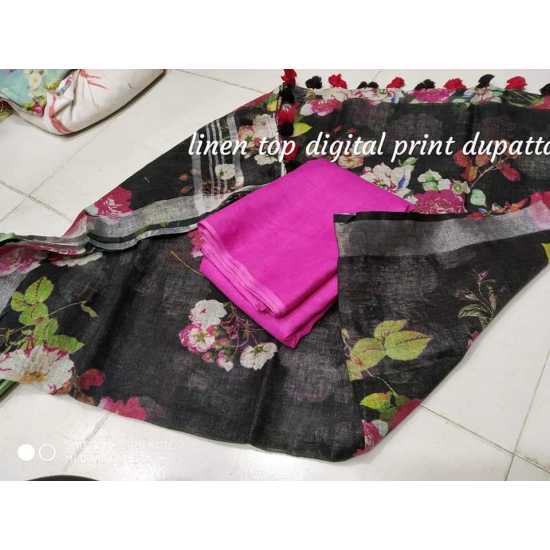 Linen Digital Print Dupatta with Linen Top Fabrics and No Bottom Linen Digital Print Dupatta with Linen Top Fabrics and No Bottom