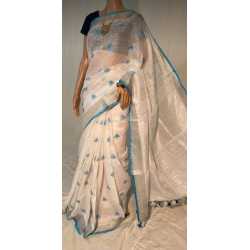 Beautiful Embroidered Designer Linen by Linen Saree Beautiful Embroidered Designer Linen by Linen Saree