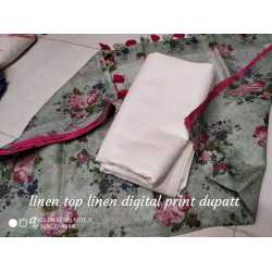 Linen Digital Print Dupatta with Linen Top Fabrics and No Bottom