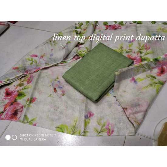 Linen Digital Print Dupatta with Linen Top Fabrics and No Bottom