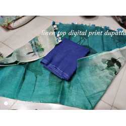 Linen Digital Print Dupatta with Linen Top Fabrics and No Bottom