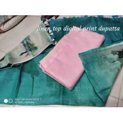 Linen Digital Print Dupatta with Linen Top Fabrics and No Bottom