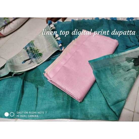 Linen Digital Print Dupatta with Linen Top Fabrics and No Bottom Linen Digital Print Dupatta with Linen Top Fabrics and No Bottom