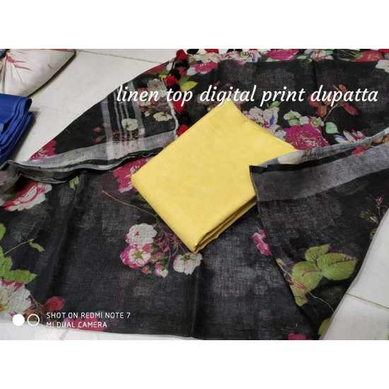 Linen Digital Print Dupatta with Linen Top Fabrics and No Bottom